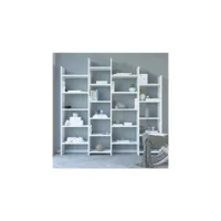 homemania bibliothèque skyler - etagère - avec étagères - mur, bureau, salon - blanc en panneau de mélamine, 200 x 30 x 192 cm hio8681847178521