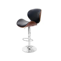 tabouret foxrock, chaise de bar, bois courbé desgin rétro ~ aspect noix, noir