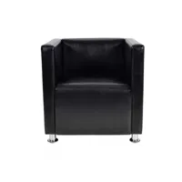 fauteuil chaise siège lounge design club sofa salon de cube cuir synthétique noir helloshop26 1102022par3