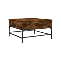 table de salon chêne fumé 80x80x45 cm bois d'ingénierie et métal