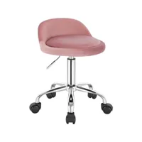 tabouret de bureau avec dossier-chaise d'ordinateur à roulettes- 43-54-5cm-rose bs127rs