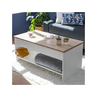 table basse avec plateau relevable blanche et bois hedda