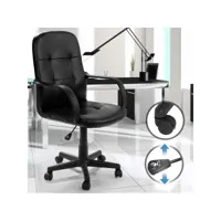 miadomodo® chaise de bureau - pivotante, avec hauteur réglable, siège ergonomique, en simili cuir, noir - fauteuil de bureau, pour ordinateur, gamer