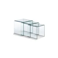 table gigogne verre trempé transparent gladisse - lot de 3