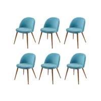 6x chaise de salle à manger hwc-d53, fauteuil, style rétro années 50, en velours ~ bleu turquoise
