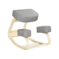 tabouret ergonomique - siège assis à genoux - chaise à genoux grand confort - bois bouleau polyester gris