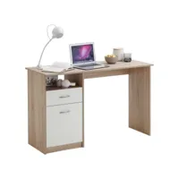bureau avec 1 tiroir  bureau d'ordinateur bureau informatique 123 x 50 x 76,5 cm chêne et blanc meuble pro frco27918