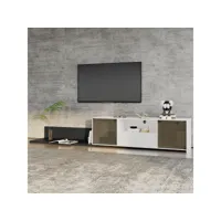meuble tv l.140 cm avec 1 tiroir et 2 portes extensible blanc