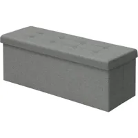 tabouret pouf coffre de rangement pliable-coffre multifonctionnel-110x37.5x38cm-gris clair