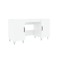 bureau blanc brillant 140x50x75 cm bois d'ingénierie