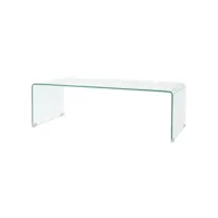 table basse table de salon  bout de canapé 98x45x30 cm verre trempé transparent meuble pro frco92380