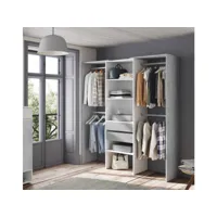 vestiaire miramar, structure pour dressing, armoire ouverte sans portes, dressing, 179x50h202 cm, blanc et gris 8052773738118