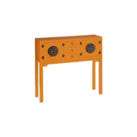 console 4 portes, 3 tiroirs orange meuble chinois - pekin - l 95 x l 26 x h 90 cm - neuf
