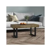 table basse table de salon  bout de canapé marron foncé et noir 90x45x40 cm mdf et fer meuble pro frco63345