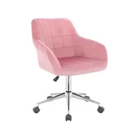 chaise de bureau à roulettes-fauteuil de bureau en velours-tabouret pivotant et -rose