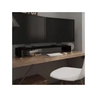 meuble tv, support pour moniteur, banc tv, meuble télé avec etagères et rangement 110 x 30 x 13 cm verre noir meuble pro lww60531