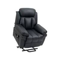 fauteuil releveur inclinable avec repose-pied ajustable - fauteuil de relaxation électrique - revêtement synthétique noir