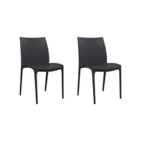 lot de 2 chaises de jardin -  chaises d'extérieur - fauteuils de jardin anthracite 50x46x80 cm polypropylène togp23389