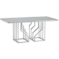 table à manger table repas rectangulaire en acier et verre imitation marbre - longueur 180 x hauteur 75 x profondeur 90 cm