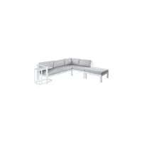 canapé d'angle d'extérieur aluminium blanc-gris - atiheu - l 224 x l 224 x h 66 cm - neuf