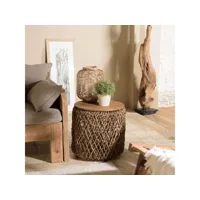 alida - table d'appoint ronde 50x50cm en tissage de fibre de cocotier