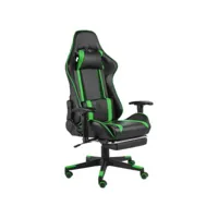 chaise de bureau pivotante avec repose-pied chaise gamer  fauteuil de bureau vert pvc meuble pro frco31433