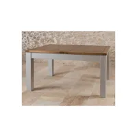 table de repas à allonge bois massif argent - gabriel - l 150-210 x l 100 x h 75 cm - neuf