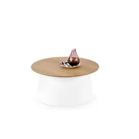 azzurt - table basse style scandinave salon - 69x69x33 cm - diamètre du plateau 69 cm - blanc