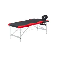 table de massage pliable 2 zones lit de massage  table de soin aluminium noir et rouge meuble pro frco99538