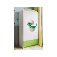 armoire enfant petit dinosaure 2 portes 1 tiroir de rangement - vert