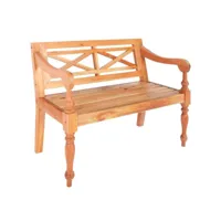 banc batavia 98 cm  banc de jardin banc de table de séjour bois d'acajou massif marron clair meuble pro frco98124