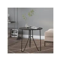 table basse table à thé  bout de canapé noir 48 cm mdf et fer meuble pro frco64087