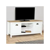 meuble tv 113 cm vintage isis bois et blanc