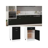 armoire de plancher à tiroir, meuble bas cuisine, armoire rangement de cuisine noir 50x46x81,5 cm aggloméré pewv40568 meuble pro