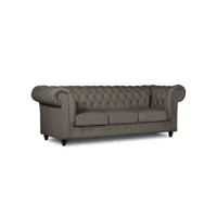 canapé chesterfield 3 places en simili cuir taupe - wilston chest-taup-3