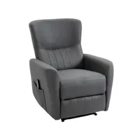 fauteuil de relaxation inclinable 8 points de massage repose-pied ajustable microfibre polyester gris