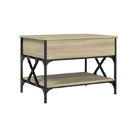 table de salon chêne sonoma 70x50x50 cm bois d'ingénierie et métal