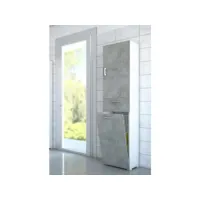 armoire polyvalente dcosim, armoire à linge linéaire à 2 portes, colonne de salle de bain avec panier à linge, fabriqué en italie, 45x32h195 cm, béton et blanc 8052773809382