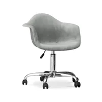 chaise de bureau avec accoudoirs - chaise de bureau pivotante avec roulettes - grev gris clair
