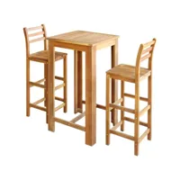 table et chaises de bar 3 pièces bois d'acacia massif