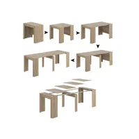 table à manger, console extensible, avec support d'extension, couleur chêne canadien, dimensions 90 x 51 x 78 cm (jusqu'à 237 avec rallonges) 8052773022811