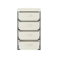 armoire de rangement, étagère de rangement avec 4 paniers en tissu acier crème pks23639 meuble pro
