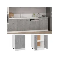 armoire de plancher, meuble bas cuisine, armoire rangement de cuisine gris béton 60x46x81,5 cm aggloméré pewv23633 meuble pro