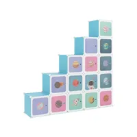 armoire de rangement pour enfants avec 15 cubes bleu pp