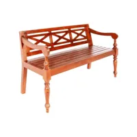 banc batavia 136 cm  banc de jardin banc de table de séjour bois d'acajou massif marron foncé meuble pro frco48705