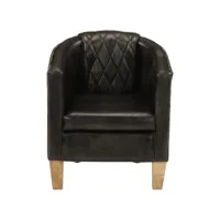 fauteuil salon - fauteuil cabriolet gris cuir véritable 58x54x70 cm - design rétro best00005471104-vd-confoma-fauteuil-m05-196