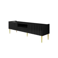 ambre - meuble tv - 160 cm - style contemporain - bestmobilier - noir et doré