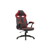 fauteuil de bureau gamer en simili cuir noir et rouge zona