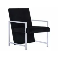 fauteuil chaise siège lounge design club sofa salon avec pieds en chrome noir velours helloshop26 1102279