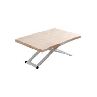 matika  - table basse rehaussable bois et acier blanc l120